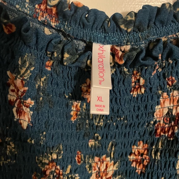 Xhilaration Teal Floral Dress Size XL - Picture 2 of 3